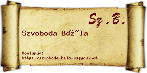 Szvoboda Béla névjegykártya